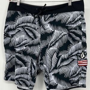 Volcom Men's Black and White Swim Shorts